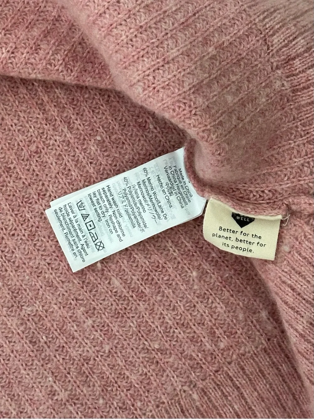 Madewell Merino Wool Pink V-Neck Button Front Lyle Rib Henley Pullover Sweater